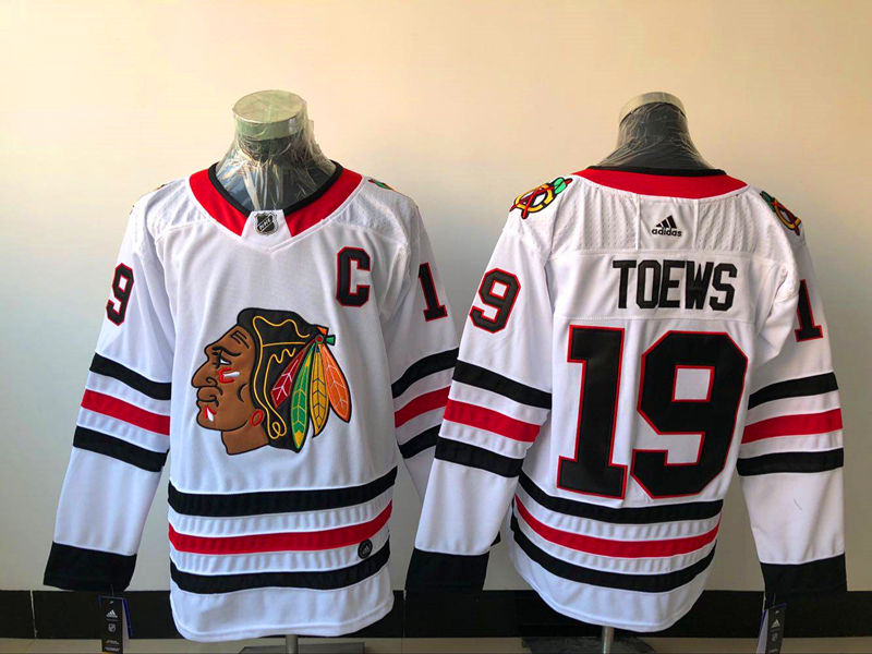 Men's Chicago Blackhawks Jonathan Toews #19 White Breakaway Jersey